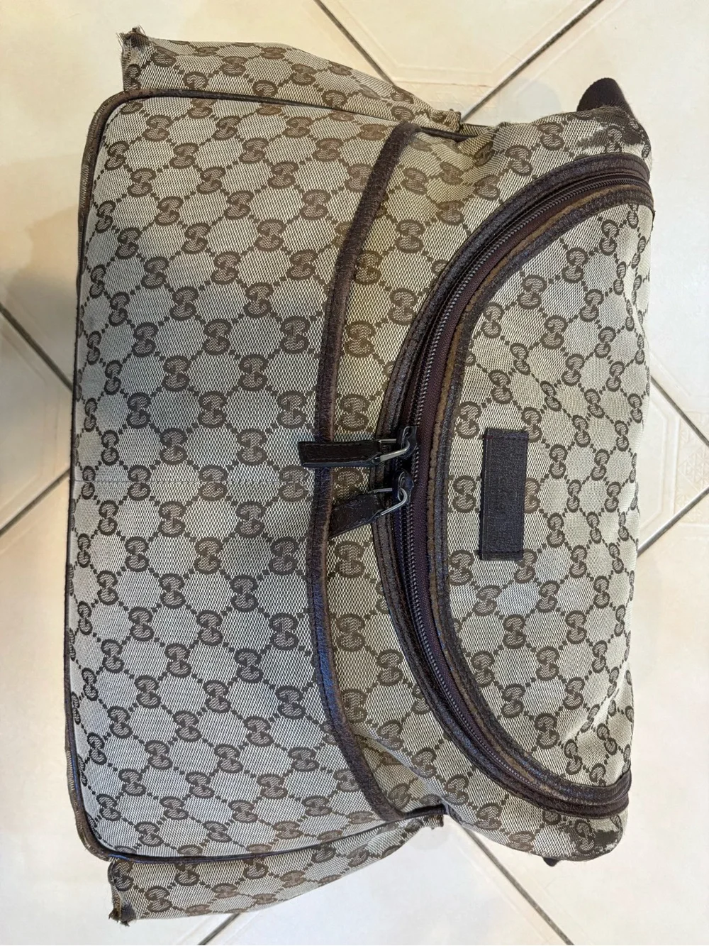 Gucci Beige & Brown GG Canvas Messenger Baby Bag